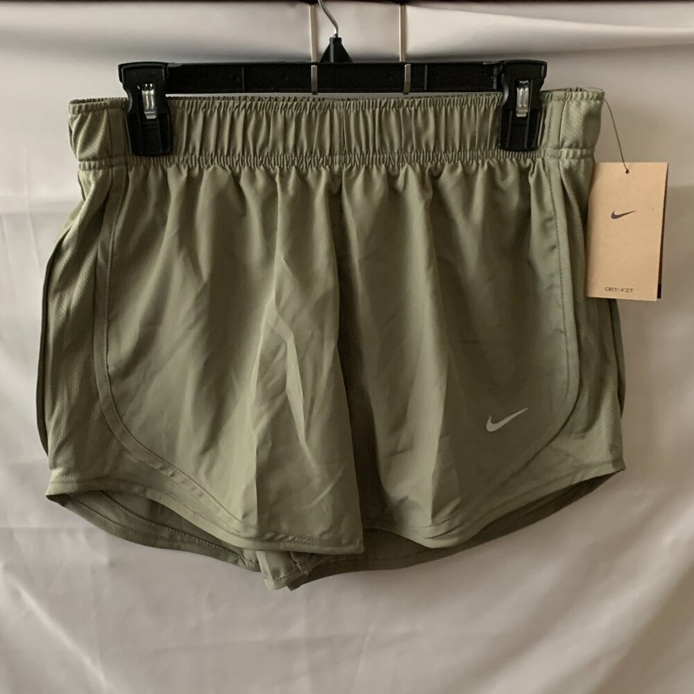 NIKE Dri-Fit Mid-Rise 3" Brief-Lined Shorts in Olive Sz MEDIUM